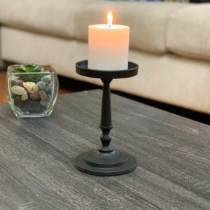 Vibhsa Pillar Candle Holder - Matte Black (7"H)