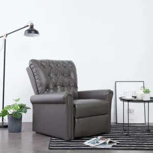 vidaXL Reclining Chair Gray Faux Leather
