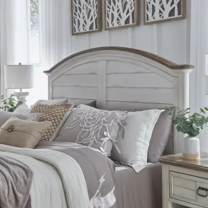 Meadowbrook 6/6 Arched Panel Headboard - Whitewash - Sand Top